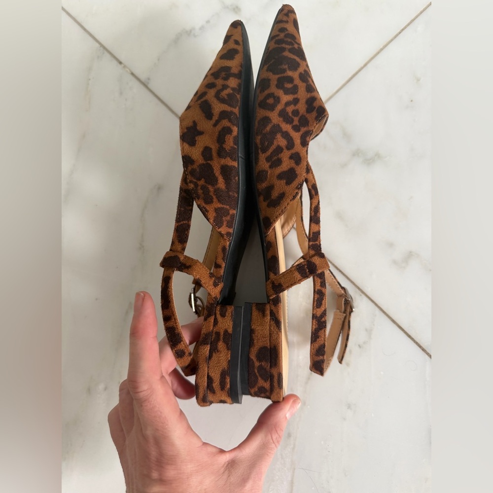 C. Paravano Euro 39 US 8.5 Designer Pointed Toe Cheetah Print Micro Heel Flats - Picture 6 of 9